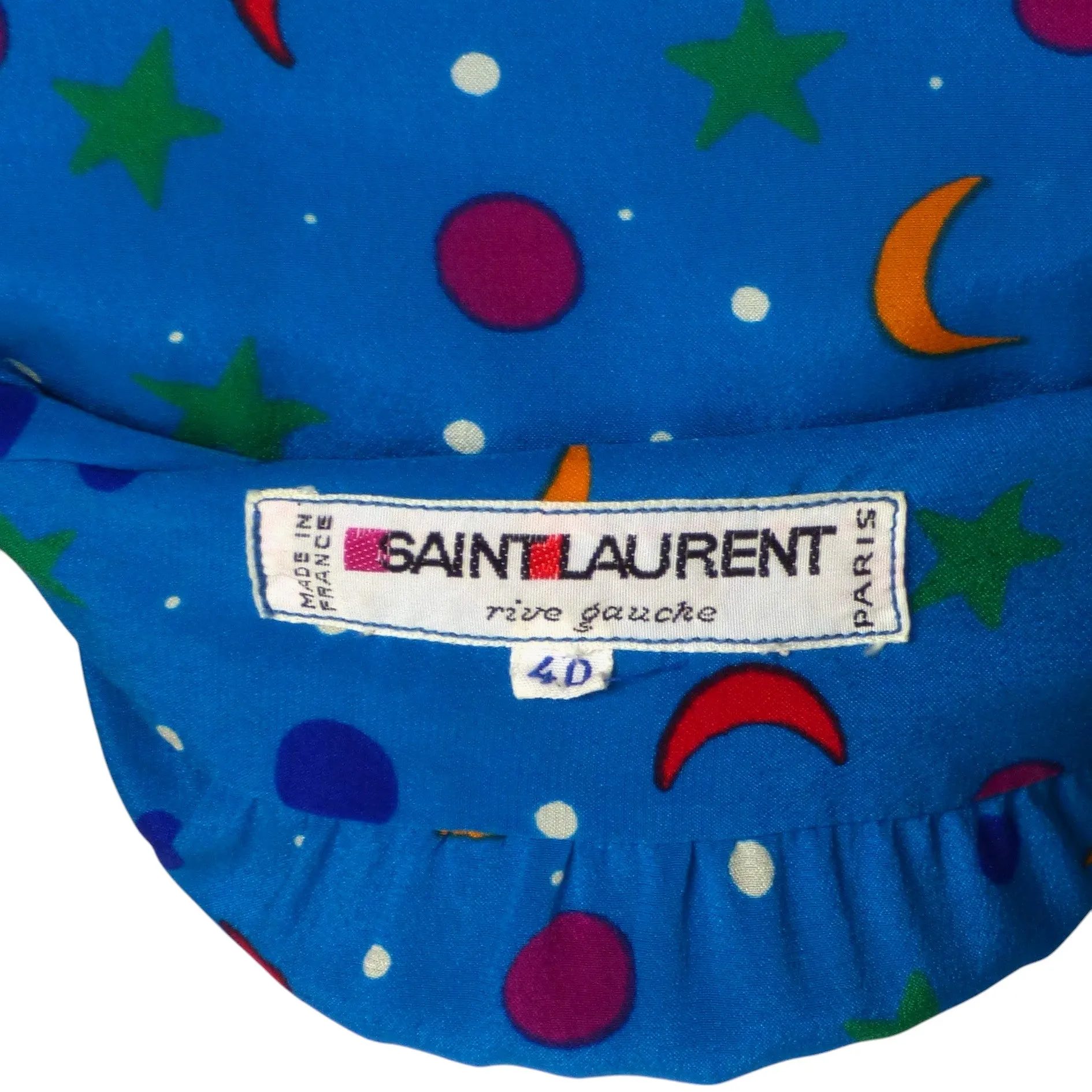YVES SAINT LAURENT- 1980s Silk Print Blouse, Size-8